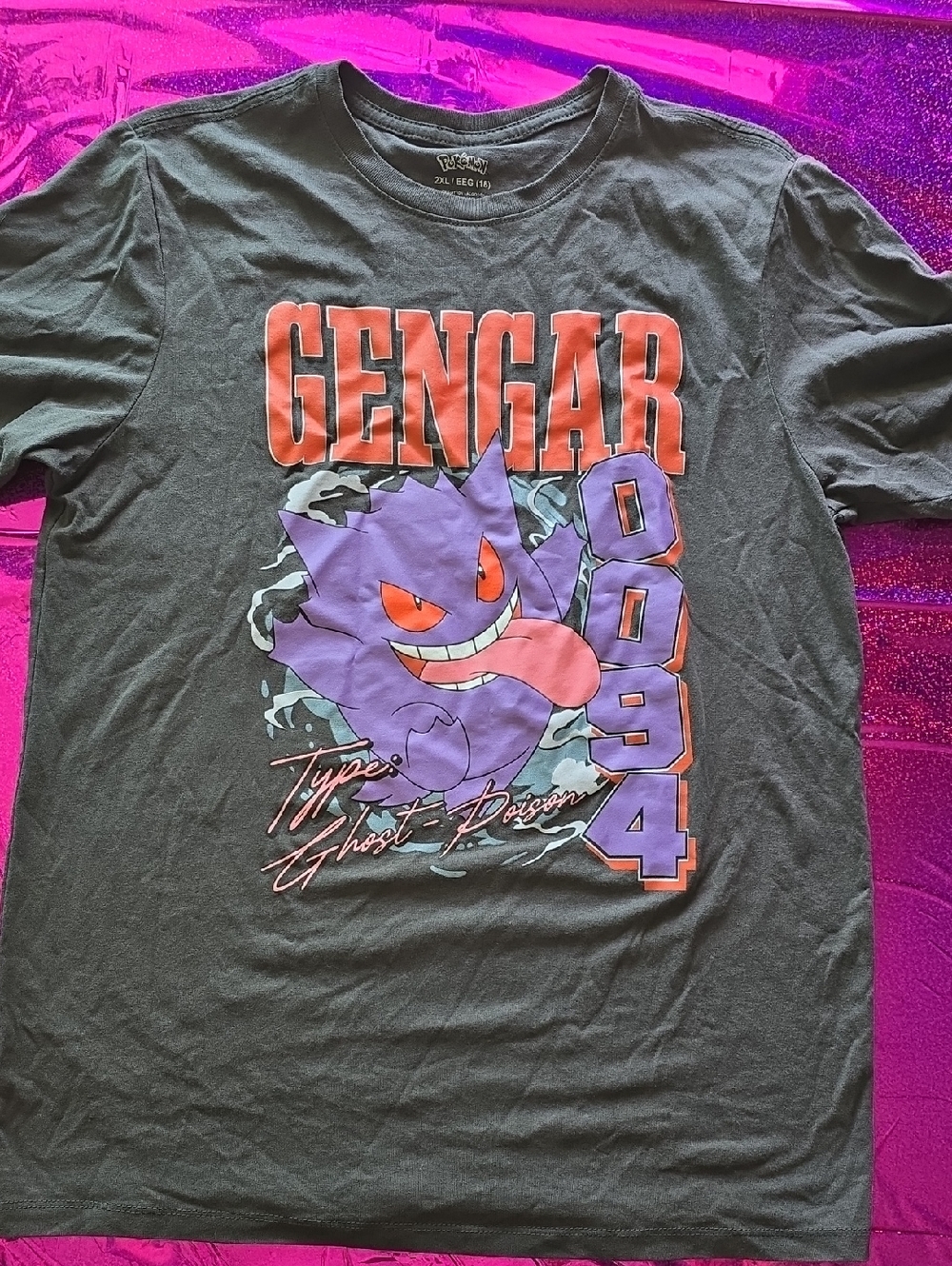 Pokemon Gengar Graphic Tee with Bold Neon Print